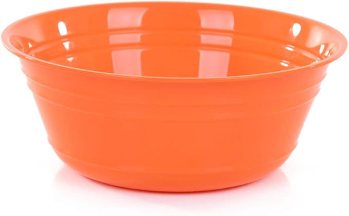 Mintra Home Plastic Bowls (4L Large 2pk, Orange) -10.75W x 4.5inH - large orange plastic bowl for popcorn, snacks, drinks, candy, Halloween, trick or treat bowls - 2 Pack