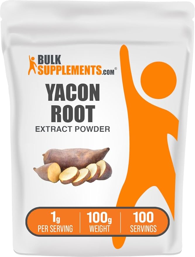 BulkSupplements.com Yacon Root Extract Powder - Sugar Substitute, Natural Fiber Sweetener - Gluten Free, 1g per Serving, 100g (3.5 oz) (Pack of 1)
