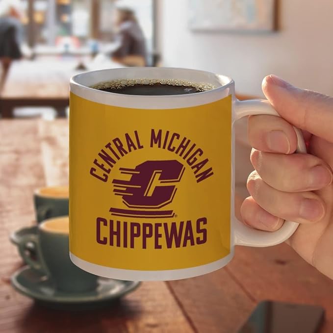 Central Michigan University Chippewas Ceramic Coffee Mug, Novelty Gift Mugs for Coffee, Tea and Hot Drinks, 11oz, White