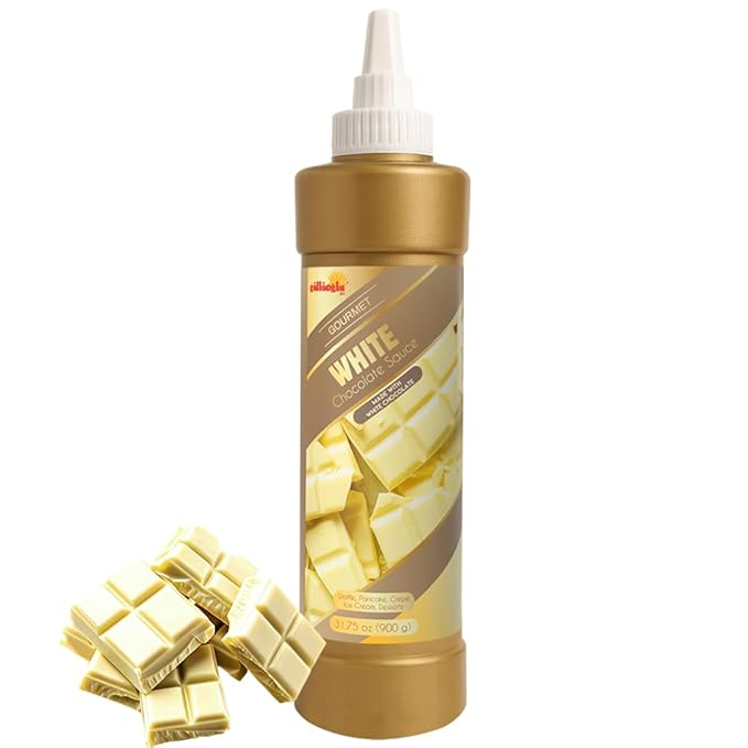 Gulluoglu Topping Sauce – White Chocolate Dessert Sauce, 30.52 fl oz 900g | Squueze Bottle | Perfect for Ice Cream, Cakes & Coffee, Topping (6 pack, White Chocolate)