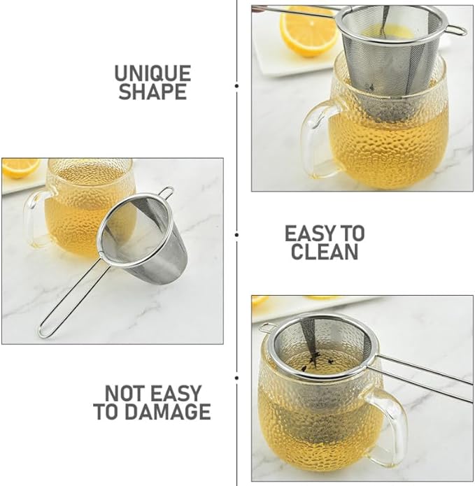 Stainless Steel Tea Strainer Set of 2 Reusable Fine Mesh Tea Filters for Loose Leaf Brewing and Herbal Infusions Kitchen Accessories