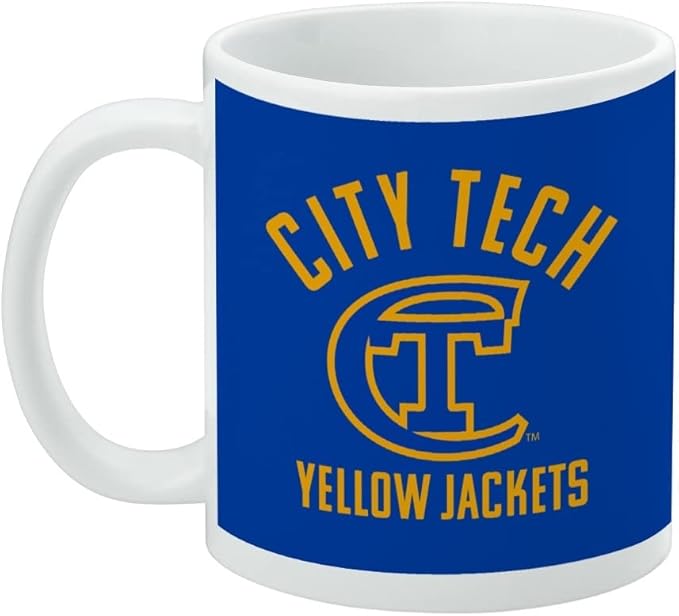 New York City College of Technology Yellow Jackets Logo Ceramic Coffee Mug, Novelty Gift Mugs for Coffee, Tea and Hot Drinks, 11oz, White