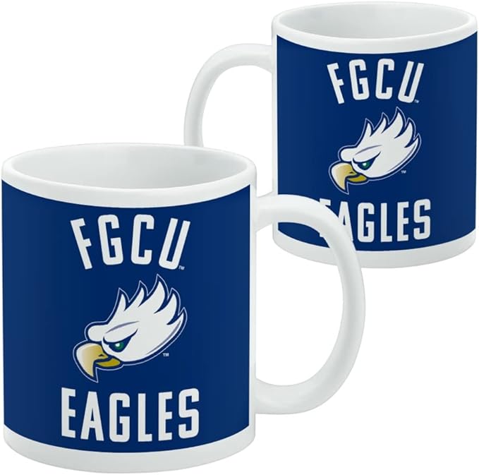 Florida Gulf Coast Eagles Logo Ceramic Coffee Mug, Novelty Gift Mugs for Coffee, Tea and Hot Drinks, 11oz, White
