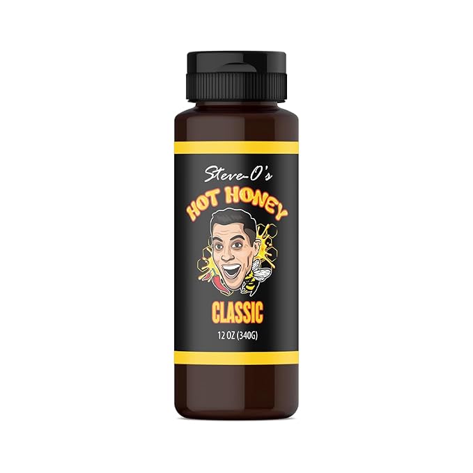 Steve-O's Hot Honey - Classic | Golden Honey & Carolina Reaper Peppers, Sweet & Spicy | Marinades, Dressings, Pizza, Wings, Breakfast & More (12 oz)