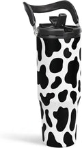 SANDJEST Cow Print Tumbler with Handle, 30oz Flip Straw Stainless Steel Tumblers Coffee Travel Cup, Cowgirl Tumbler Gifts for Women Girls for Birthday Christmas Mothers Day