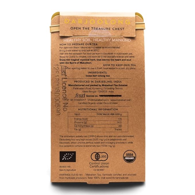 Makaibari Darjoolong Oolong Tea 25 Tea Bags (50g) Pack | Pure USDA Organic Darjeeling Oolong Tea, Delightfully Rich Flavor & Aroma, Semi-Fermented | 25 Tea Bags