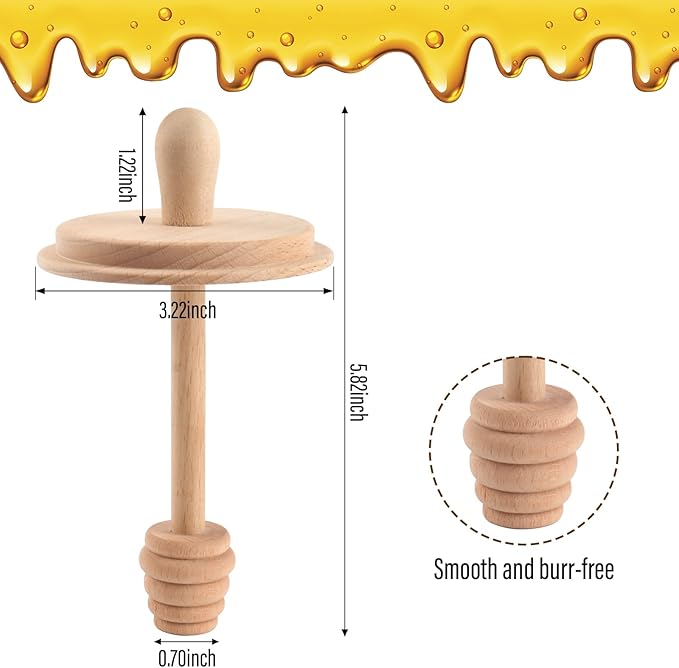 Sun3drucker Wooden Mason Jar Honey Dippers (2X 16OZ Wide Mouth)