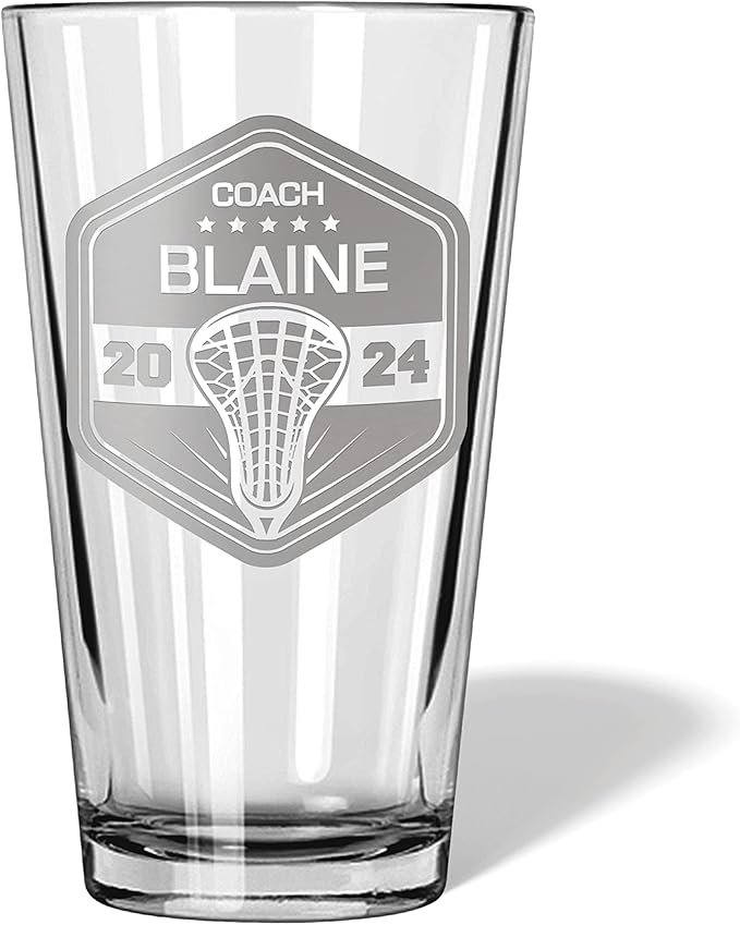 Tennis Coach Beer Glasses - Tennis Coach Gifts Personalized Coach Pint Glass Engraved Coach Award Basketball Beer Glass End of Season Gifts Coach (Lacrosse, Single Pint Gift Box)