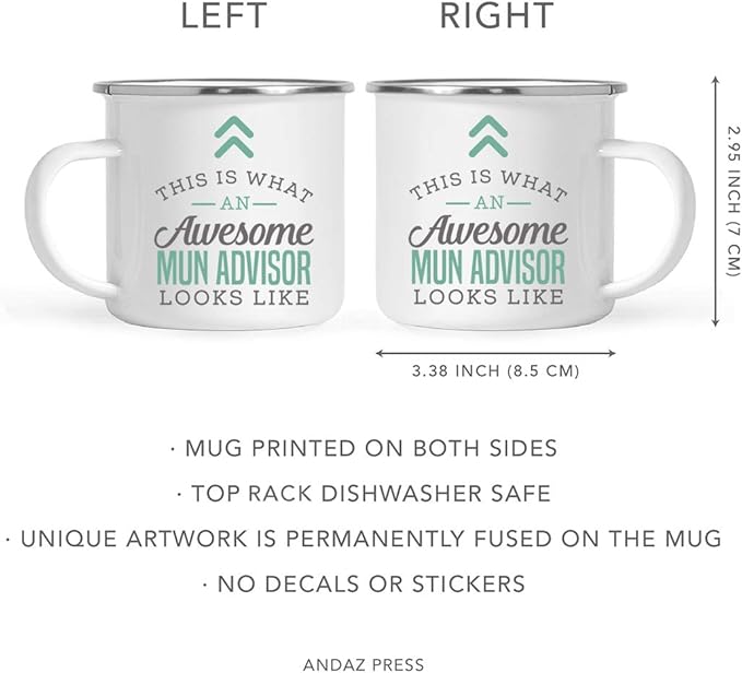 Andaz Press 11oz. Stainless Steel Campfire Coffee Mug, This is What an Awesome MUN Advisor Looks Like, 1-Pack, Birthday Gift Ideas for Coworker Him Her, Includes Gift Box