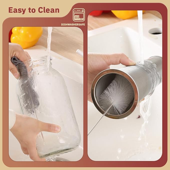 Glass Tea Pitcher with Airtight Lid Leak Proof Mason Jar with Stainless Steel Filter Glass Empty Jar for Water, Tea and Juice (Gray)