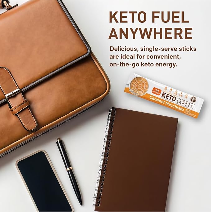 The Frozen Bean - Caramel Macchiato Keto Instant Coffee Mix with Low Sugar, MCT Oils, Skinny Coffee Weight Loss, Improves Focus and Energy, Increase Metabolism for Women Belly Fat - 20 Single Sticks