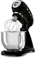 SMEG SMF03 Stand Mixer – 5 Qt Tilt-Head Mixer with Stainless Steel Bowl, 10 Speeds, Retro 50s Vintage Style – Black