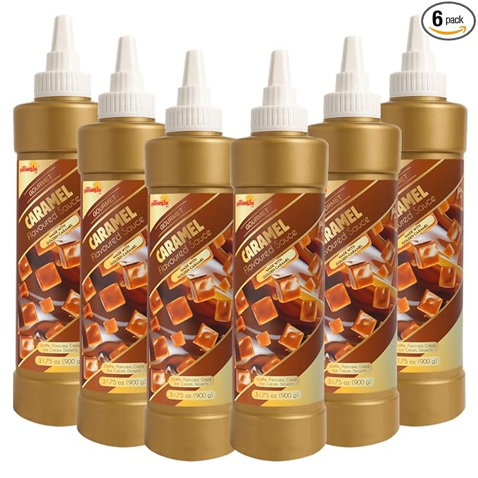 Gulluoglu Topping Sauce – 6 pack CaramelDessert Sauce, 30.52 fl oz 900g | Squueze Bottle | Perfect for Ice Cream, Cakes & Coffee, Topping (6 pack, Caramel)