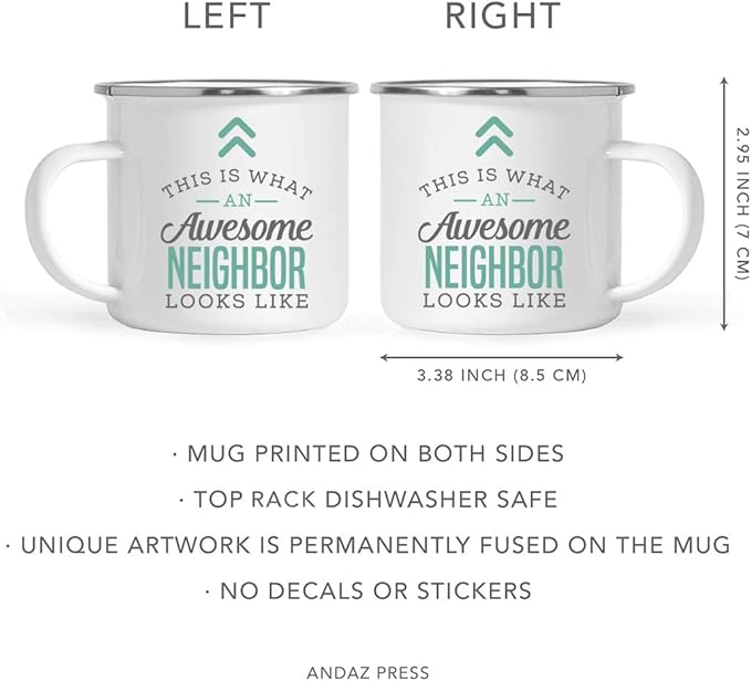 Andaz Press 11oz. Stainless Steel Campfire Coffee Mug - Awesome Neighbor Gift, 1-Pack