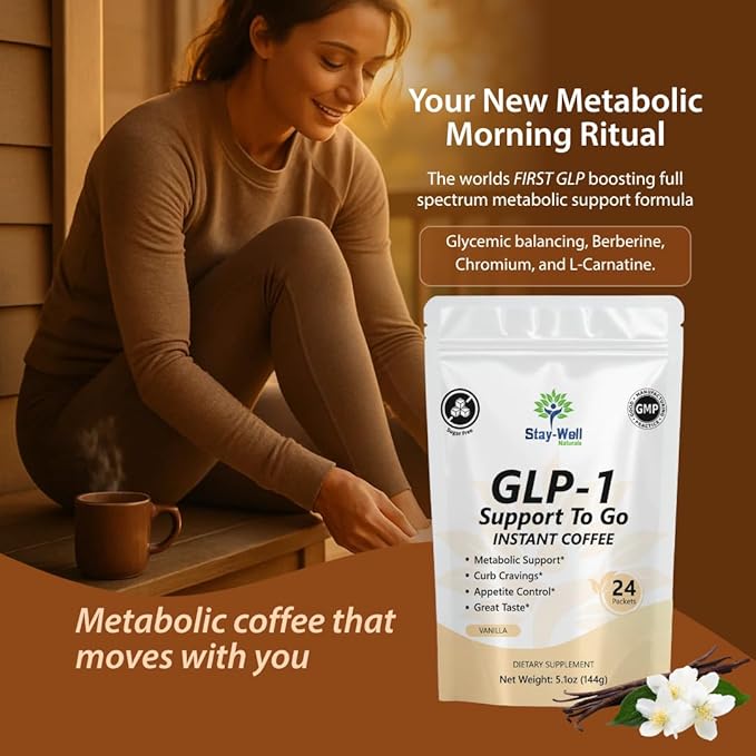 Slim Coffee GLP-1 Supplement | GLP 1 Booster to Control Appetite and Cravings | Great Tasting Metabolic Support - Coffee Bean Extract, Green Tea, Yerba Mate (Vanilla)