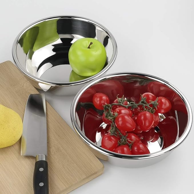 Ggbin 18/10 Stainless Steel Mixing Bowls, Heavy Duty Metal Salad Bowls, 1.5 Quart, Set of 4