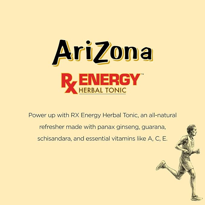 AriZona Rx Energy, Herbal Tonic with Green Tea and Citrus, 132mg Caffeine per Container - Big Can, 22 Fl Oz (Pack of 12)