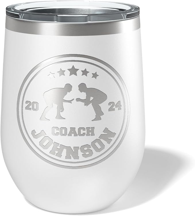 Wrestling Coach gifts, Tumbler, Coach tumbler, Wrestling gifts, Coach Beer glass, Coach gift, Wrestling Coach, Coach gifts, Wrestling Coach (Wrestling Circle, White, 12oz Wine Tumbler)