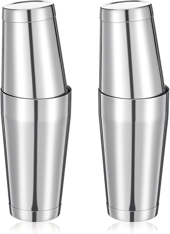 4 Pack Cocktail Shakers Professional Bar Shaker Boston Set Stainless Steel Martini Drink Mixer Basic Tool Weighted Shake Metal Can Cocktail Shaker Set(Silver)