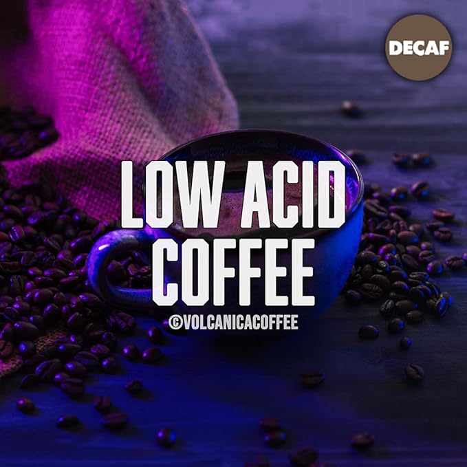 Low Acid Decaf Coffee, Blend of Natural Low Acidic Decaf Coffee, Whole Bean, Medium Roast, Fresh Roasted, Kosher, 16-ounces