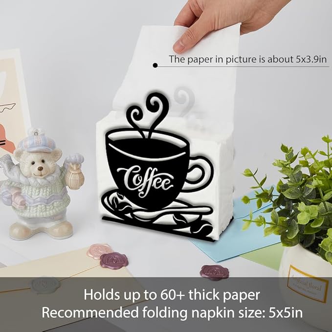 SUPERDANT Coffee Cup Napkin Holder for Tables Coffee Metal Kitchen Napkin Holder Vintage Tabletop Tissue Stand Rustic Cloth Napkins Holders Farmhouse Restaurants Hotel Party Table Decor