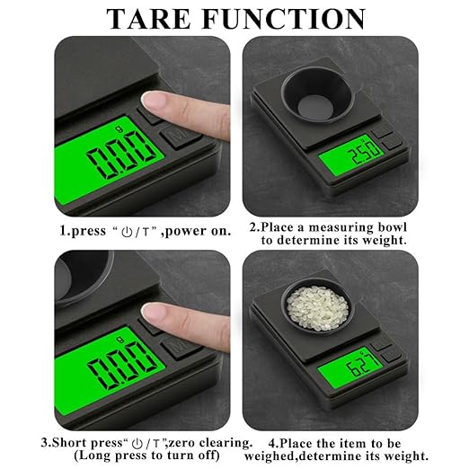 Digital Pocket Scales, Portable Precision Gram Scales, Mini Food Scale, Jewelry Scale, Kitchen Scale, with Backlit LCD, 7 Units and Tare Function, for Coffee, Tea, Gold, with Batter (300g/0.01g)