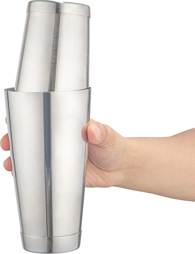 Restaurantware Bar Lux 16 Ounce Boston Shaker 1 Metal Cocktail Shaker - Weighted Bottom No Leak Stainless Steel Martini Drink Mixer Essential Bar Tool For Home Use Or Bartenders