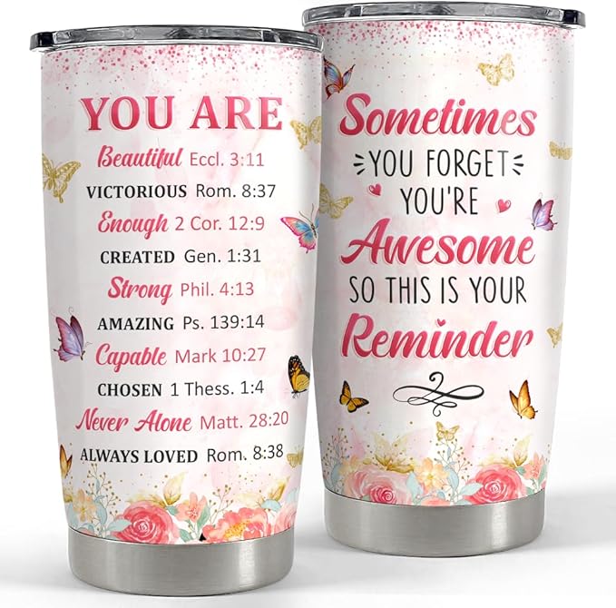 SANDJEST Inspirational Gifts for Women Tumbler 20oz Christian Gift Stainless Steel Insulated Coffee Travel Cup Mug Motivational Gift for Women Birthday Christmas