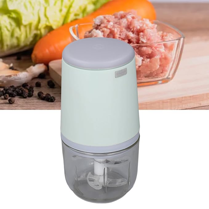 300ML Mini Food Processor, Cordless Electric Food Chopper for Vegetables Fruits Meat, Baby Food Preparer Includes Blade, Container and Charging Cable (Verde)