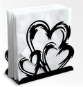 Heart and Love Decorative Black Metal Napkin Holder for Table, 5.3" x 4.9" x 1.9" Heart Standing Napkin Holder for Home Kitchen Restaurant Picnic Party Coffee Bar Dining Room