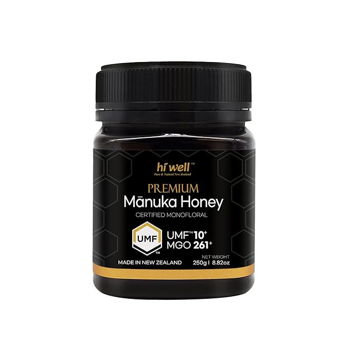 Hi Well Premium New Zealand 100% Manuka Honey | Monofloral Pure Raw Honey | UMF Certified | 8.82Oz(250g) Jar (UMF 10+)