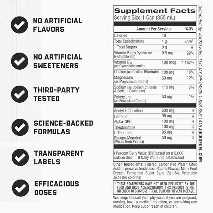 Jocko GO Energy Drink - Keto, Vitamin B12, Vitamin B6, Electrolytes, L Theanine, Magnesium- Energy Boost, Sugar Free Nootropic Monk Fruit Blend - 12 Pack (Mango Passionfruit)