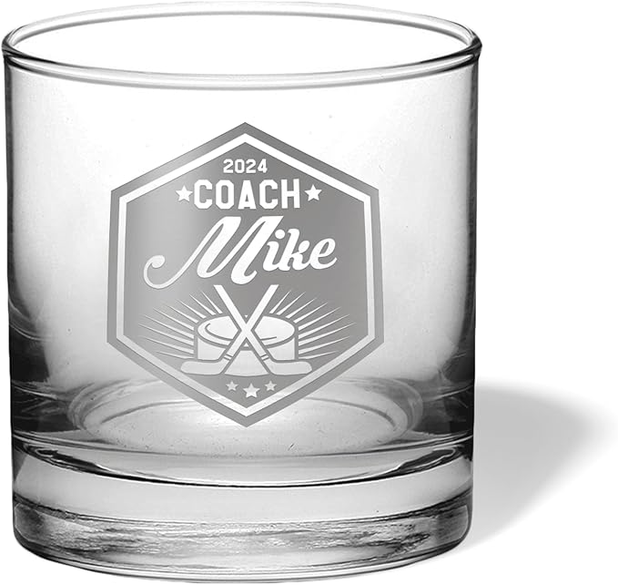 Hockey Coach Beer Glasses - Hockey Coach Gifts Personalized Coach Pint Glass Engraved Coach Award Hockey Beer Glass End of Season Gifts Coach (Hockey, Single Whiskey Gift Box)