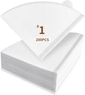 200 Count Cone Coffee Filters, Coffee Filters #1 Disposable, V60 Cone Paper Filter for Pour Over and Drip Coffee Maker, Suitable for Home Coffee Shop (White, 1-2 Cup)