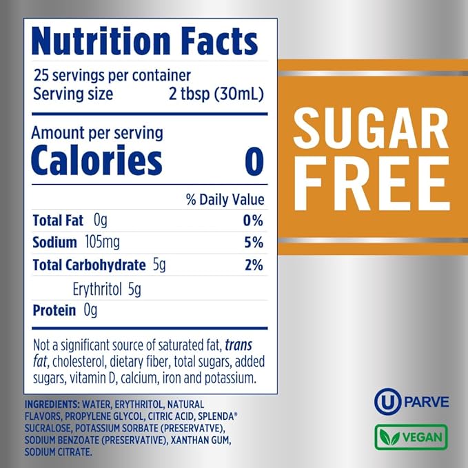 Splenda Coffee Syrup, Salted Caramel, Sugar Free, Flavored Liquid Syrups for Drinks, 750 ml Bottle
