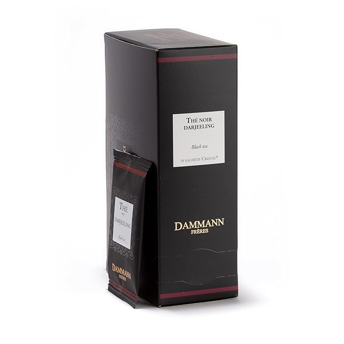 Dammann Freres Satchets, Darjeeling Tea Bags, Premium French Gourmet Black Tea, Individually Wrapped, 24 Count (Single Pack)