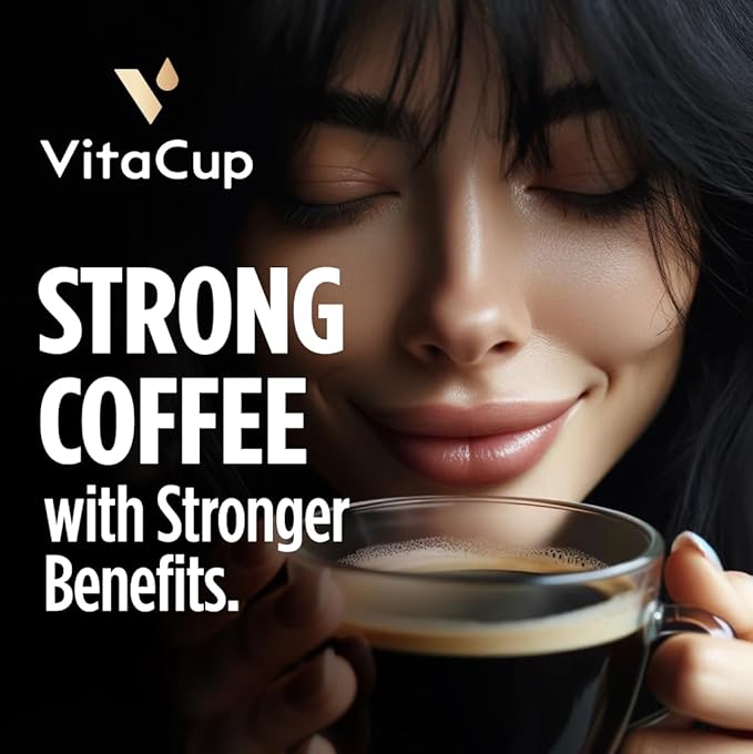 VitaCup Extra Shot Instant Coffee Packets with Espresso Shot, “Red Eye” High Caffeine, Bold Dark Roast w/Vitamin B12, Antioxidants, Premium Instant Coffee in Single Serve Sticks, 72 Ct