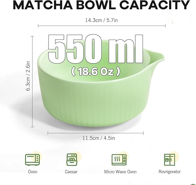 Ceremony Matcha Kit with Bamboo Scoop, Whisk, Holder, Sifter, Chawan Ceramic Bowl with Spout, 5 Pcs Green Japanese Matcha Whisk Set - High End Matcha Tea Set Gift for Matcha Lovers and Starters