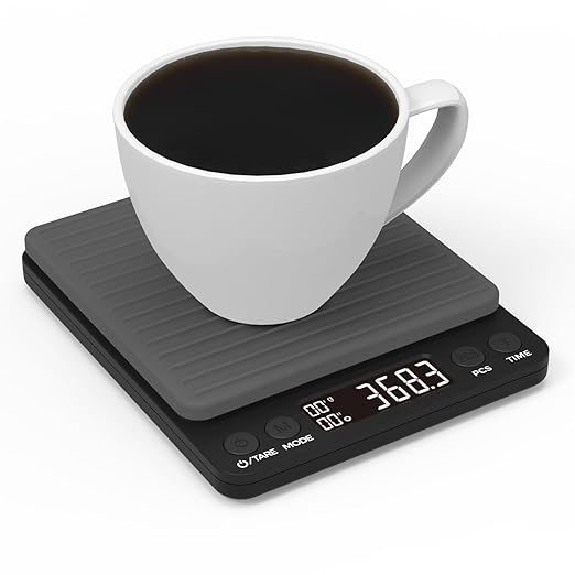 WEIGHTMAN Precision Coffee Scales with Dripper - Yellow LCD Screen, High Accuracy 2kg/0.1g
