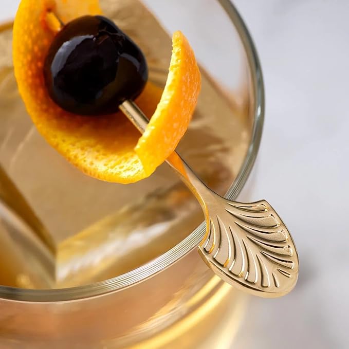 Cocktail Glasses & Mixology Set - Old-Fashioned Cocktail Kit with Smoker Kit, Bourbon, Jigger for Bartending, with Golden Picks