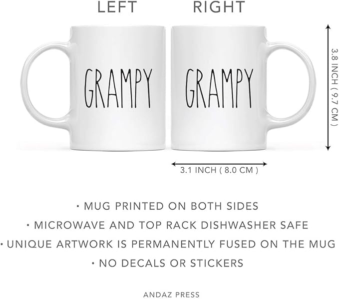 Andaz Press Simple Rustic Farmhouse Kitchen Decor 11oz. Ceramic Coffee Tea Mug Gift, Grampy, 1-Pack, Birthday Christmas Gift Ideas for Family, Friends