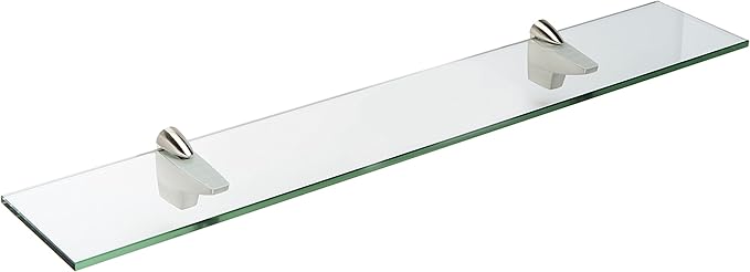 Spancraft Glass F-12x33-Brushed Steel Falcon Glass Shelf, Brushed Steel, 12" x 33"
