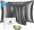 Ravmix Silk Pillow Cases with Zipper, 21momme Mulberry Silk Pillowcase for Hair Skin Health, Soft Smooth Breathable Cool Pillow Cover for Beauty Sleep with Gift Box 1PC(King 20"x36", Space Gray)