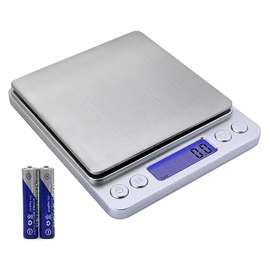 Gram Scale,Capacity 3000g Accuracy 0.1g Mini Food Scales Digital Weight Grams and Oz,Small Kitchen High Precision for Espresso,Baking,Jewelry,Soap Making,Silver