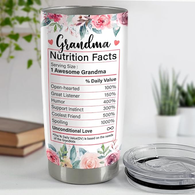SANDJEST Grandma Tumbler 20oz Stainless Steel Insulated Tumblers Coffee Travel Mug, Grandma Gifts for Mothers Day, Birthday, Christmas