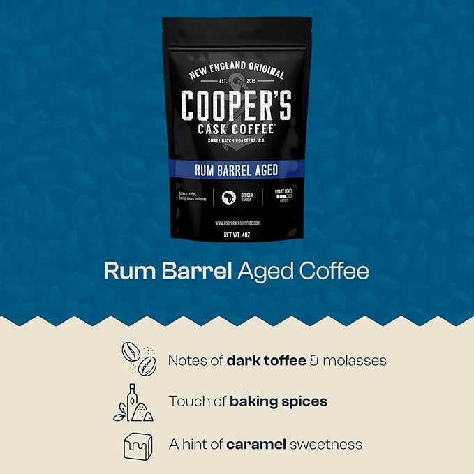 Bourbon Barrel Aged Coffee Whole Bean Set, Single Origin Sumatra Whiskey, Ethiopian Rye, Rwanda Rum Roasted Coffee Beans (Whole Bean, 4 Ounce (Pack of 3))