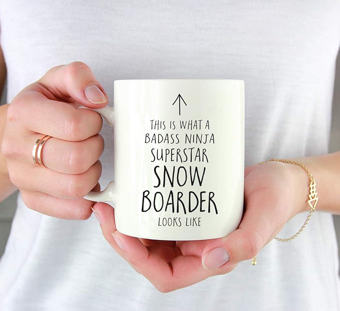 Andaz Press Funny 11oz. Ceramic Coffee Tea Mug Gift, This is What a Badass Ninja Superstar Snowboarder Looks Like, 1-Pack