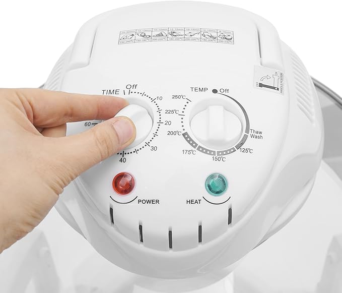 17.96Qt Turbo Air Fryer, 1400W Glass Air Fryer with Expansion Ring, 360° Viewable Halogen Oven for Family Cooking