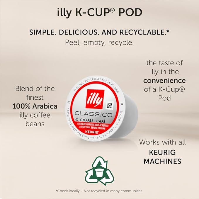 Illy Coffee K Cups - Pods For Keurig Machines – Classico Roast - Caramel, Orange Blossom & Jasmine - Mild, Flavorful & Balanced Flavor - No Preservatives – 72 Count