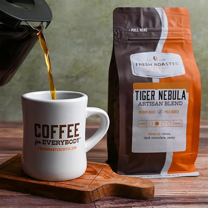 Fresh Roasted Coffee, Tiger Nebula, 12 oz, Medium Roast, Kosher, Ground